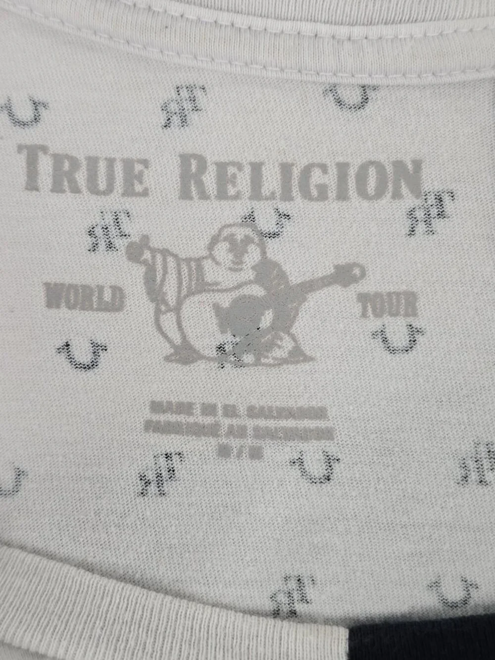 True Religion Men's Split Monogram Tee T- Shirt in Black/White MEN'S SIZE MEDIUM